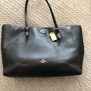 Coach Black Leather Tote Bag